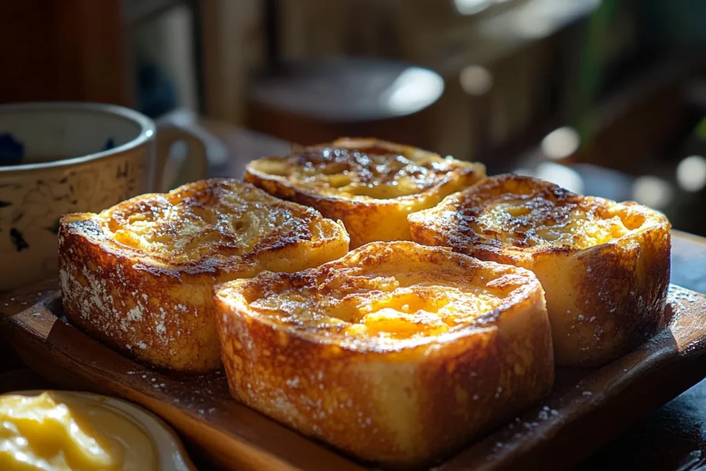 Sourdough French toast topped with maple syrup