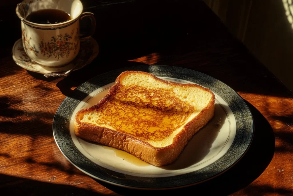 Sourdough French toast topped with maple syrup