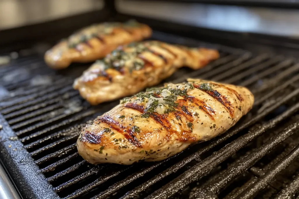 Galena Chicken Recipe in a skillet with herbs