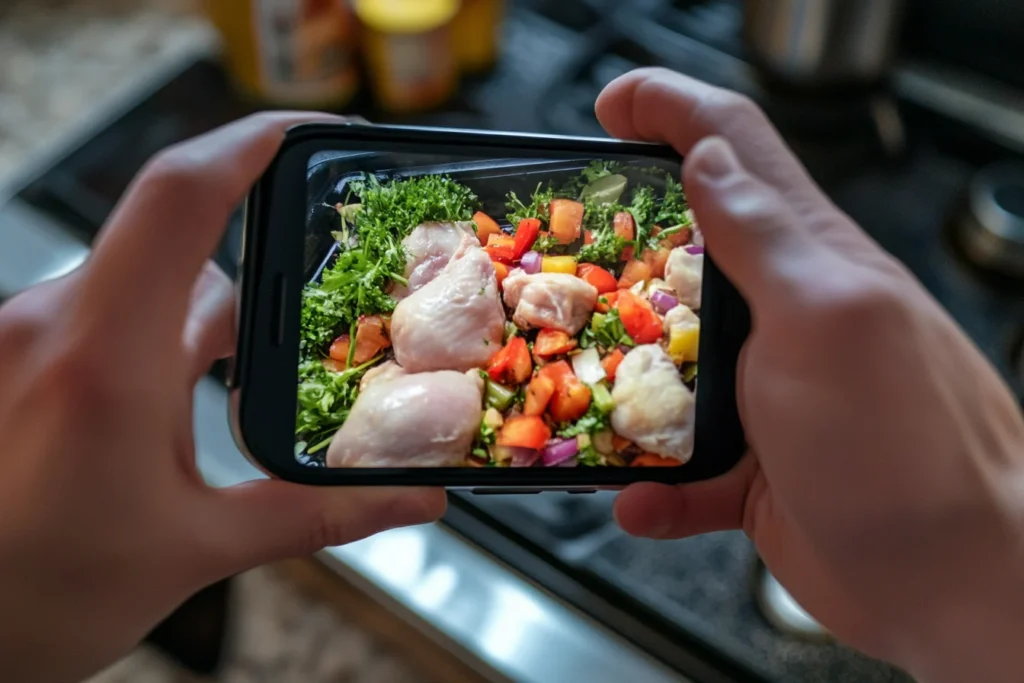 Ready made chicken pieces on a baking tray with fresh herbs