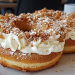 Bagel with cream cheese spread on a plate