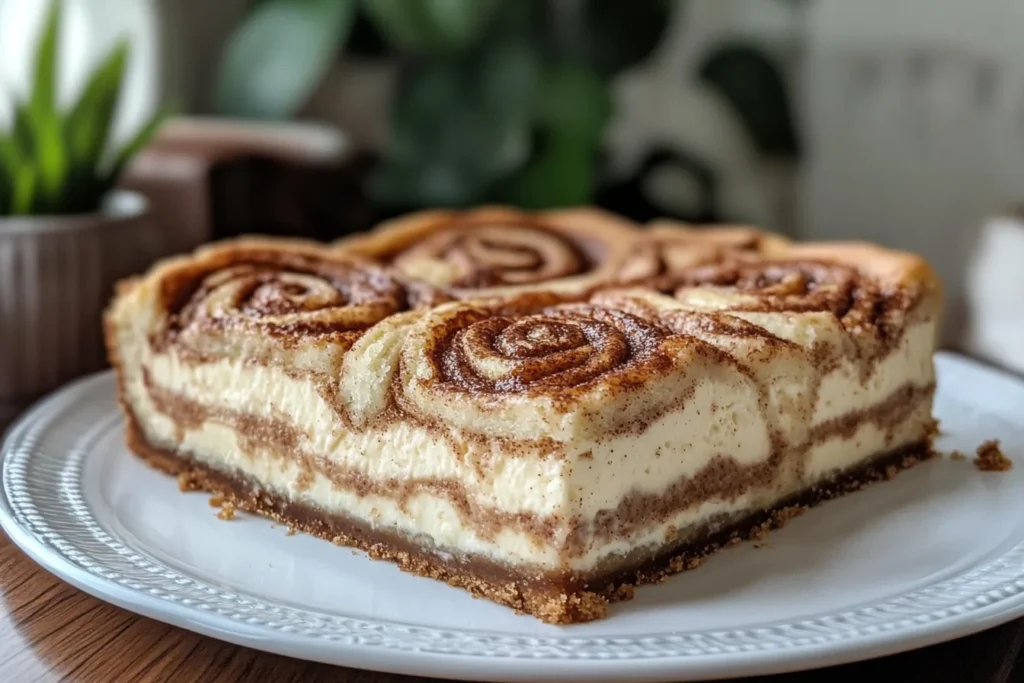 Slice of Cinnamon Roll Cheesecake