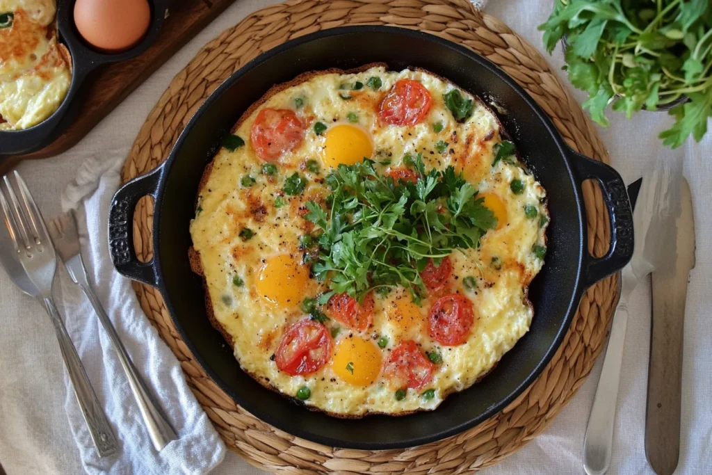High-protein scrambled eggs with cottage cheese and herbs