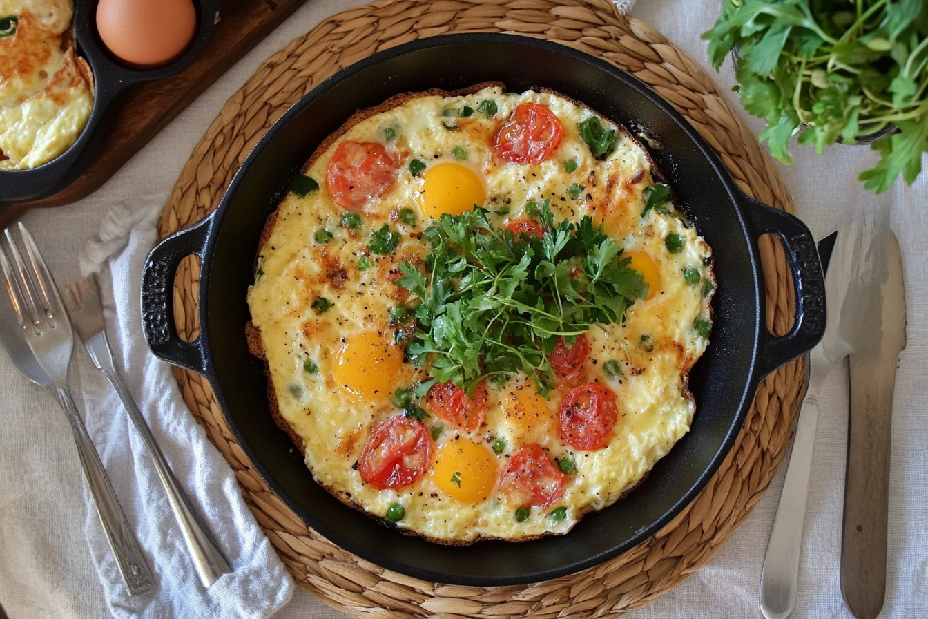 High-protein scrambled eggs with cottage cheese and herbs