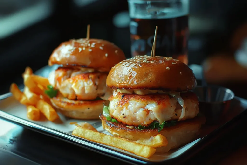 Crab Cake Benedict served with hollandaise sauce