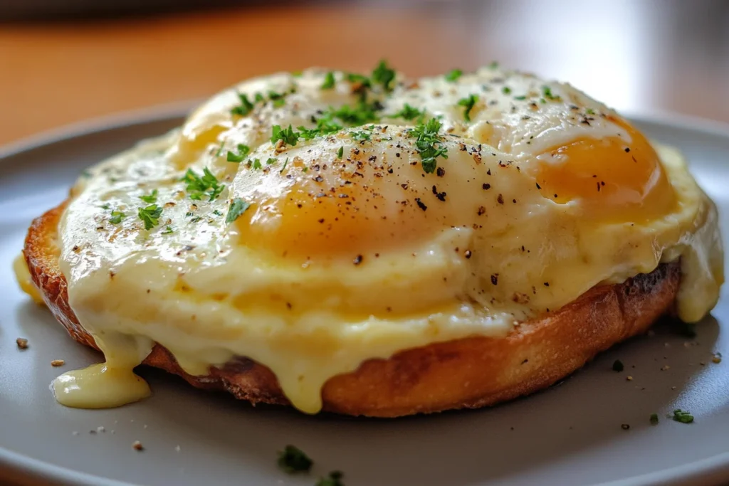 Eggs Benedict and Eggs Royale served on white plates with Hollandaise sauce.