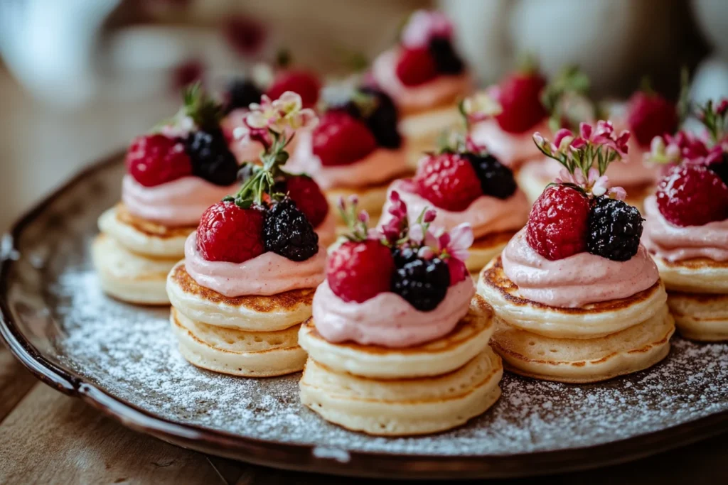 Frozen mini pancakes cooked in air fryer with a golden crispy exterior.