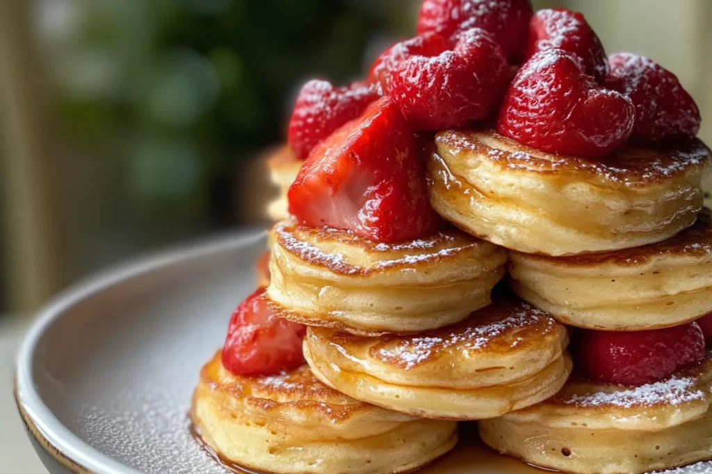 Frozen mini pancakes cooked in air fryer with a golden crispy exterior.