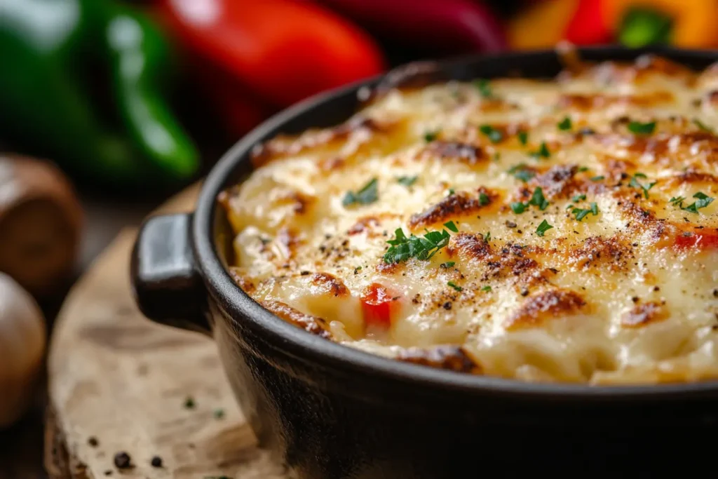 Crispy Cajun-spiced fries topped with melted cheddar cheese on a rustic plate.