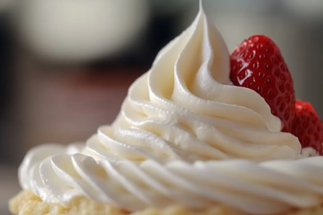 A side-by-side comparison of French crème chantilly in a bowl with a vanilla pod and Italian crema chantilly with a custard-like texture.