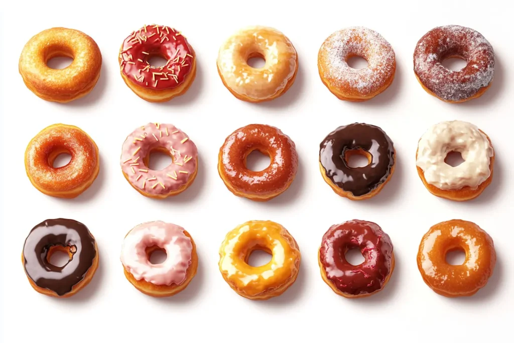 Various cream-filled donuts including Boston cream, bomboloni, and chocolate-filled donuts.